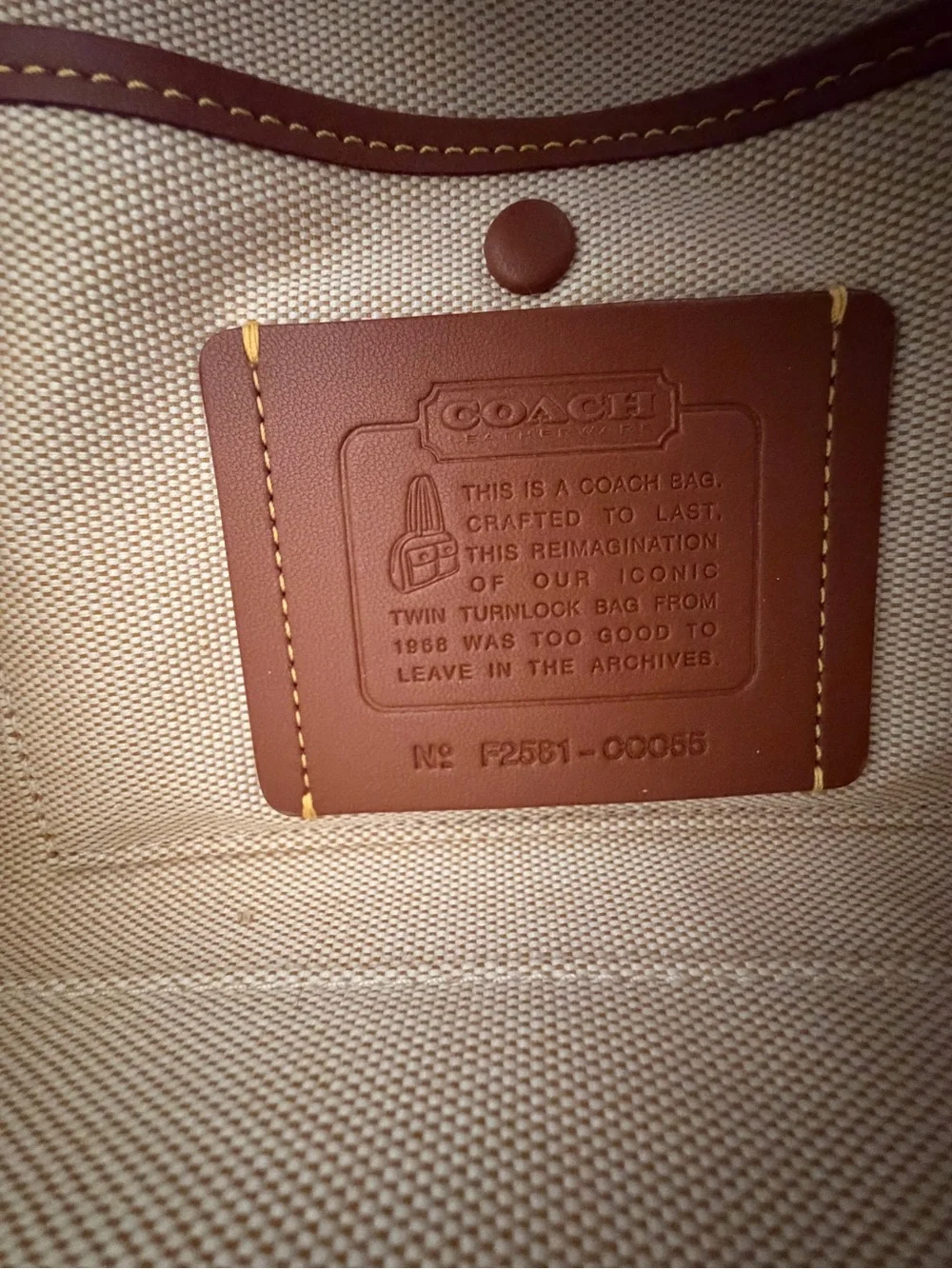 Coach Twin Turnlock 20 Satchel in Toffee with Brass Hardware - NWOT